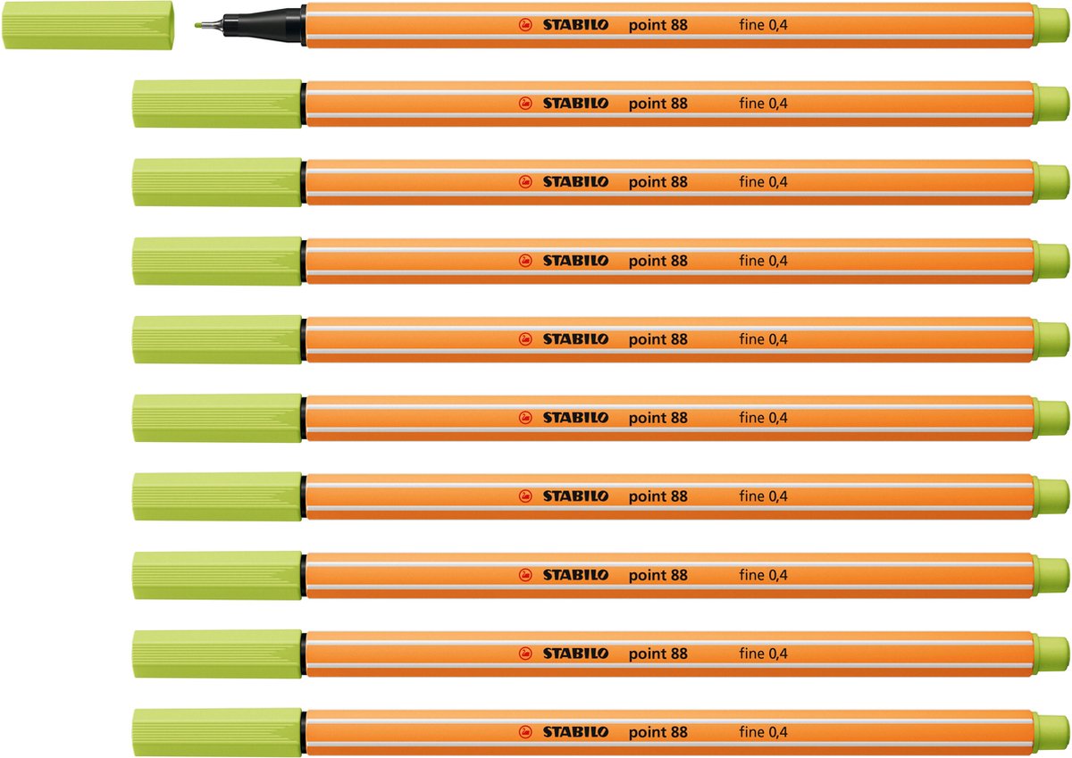 STABILO point 88 - Premium Fineliner - Fine 0,4 mm – Vleugje Limoen – Doos 10 stuks