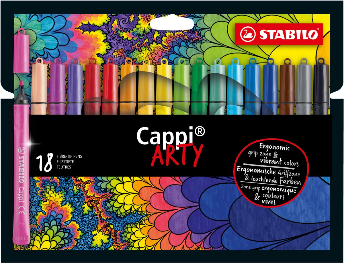 Viltstift STABILO Cappi - trendy etui met 18 kleuren