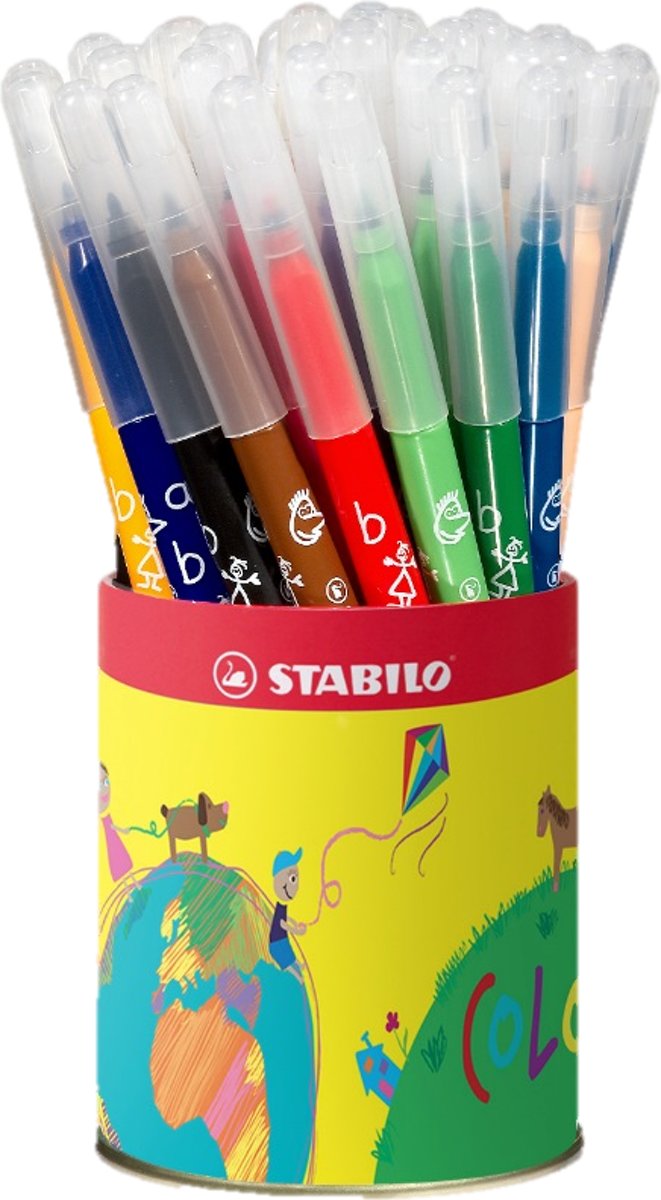 Viltstift STABILO Trio A-Z - metalen doos 36 stuks