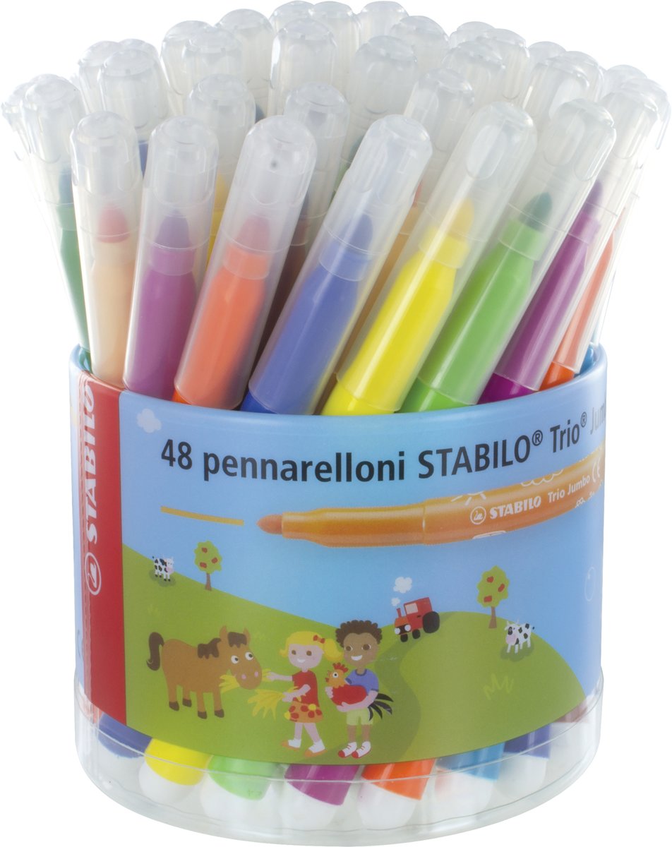 Viltstift STABILO Trio Jumbo - doos met 48 stuks