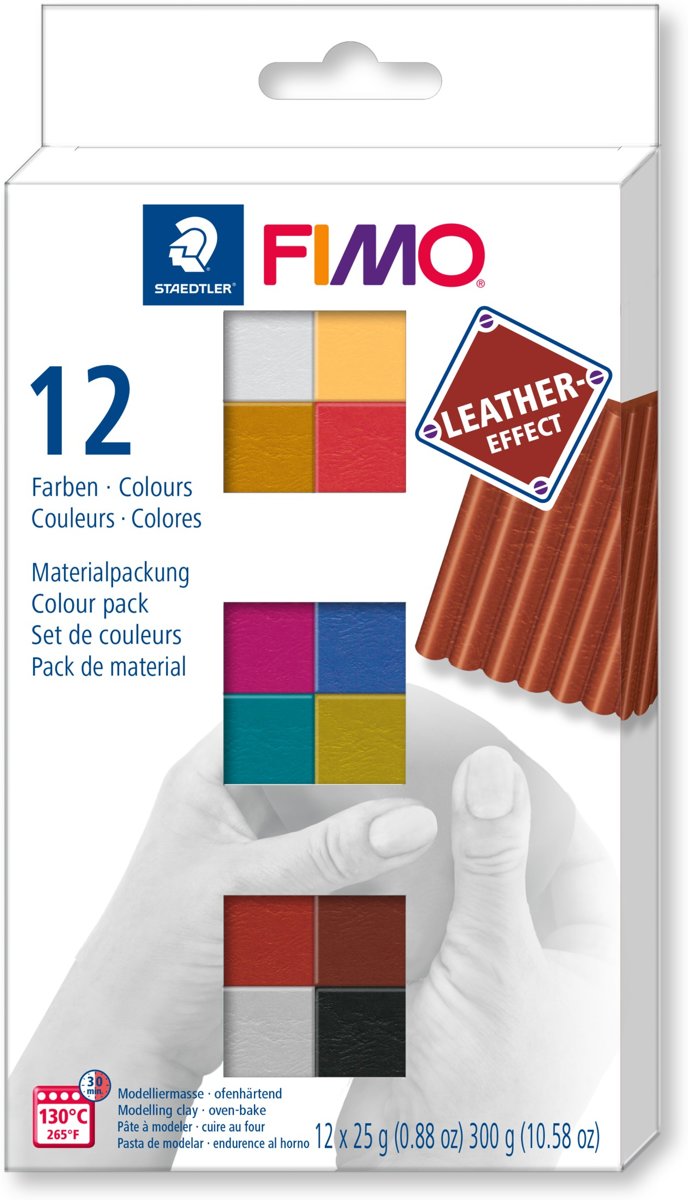 Fimo leather-effect set - colour pack 12 st