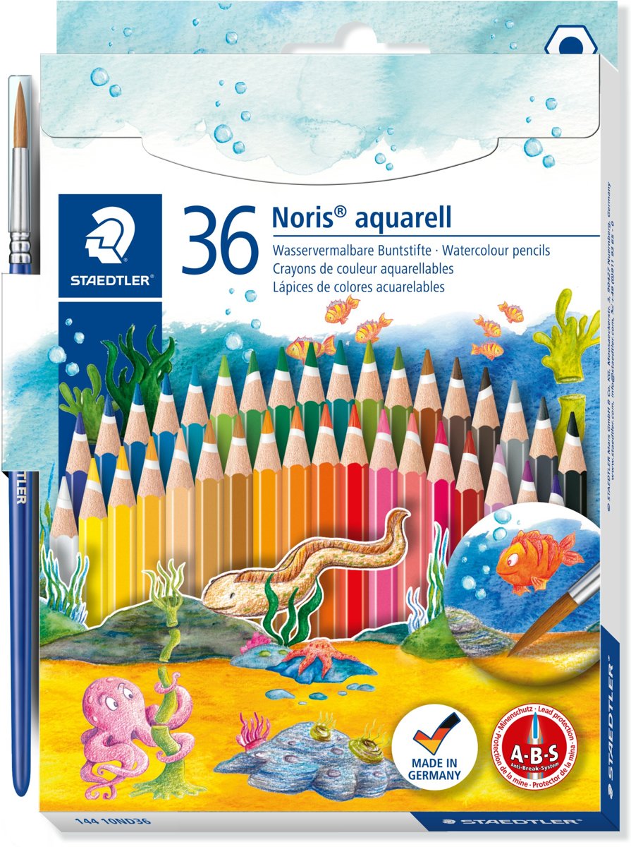 Noris aquarell kleurpotlood - set 36 st + penseel