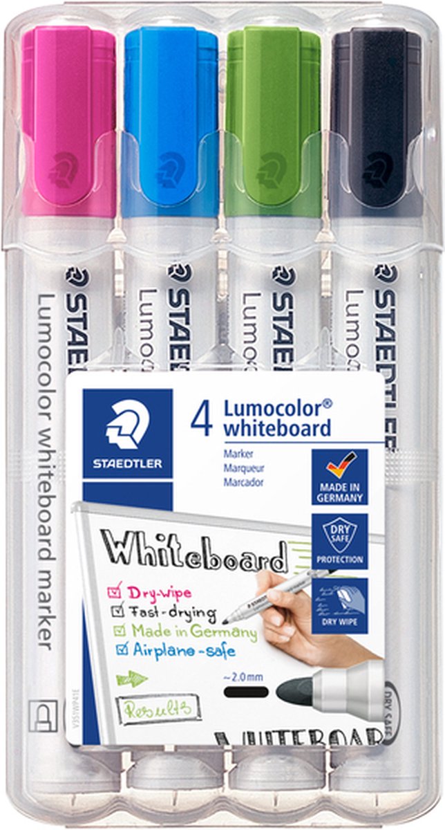 Viltstift Staedtler Lumocolor 351 whiteboard set à 4 stuks assorti - 120 stuks