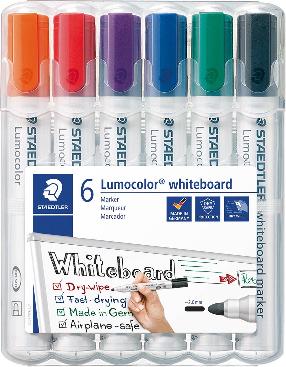 Viltstift Staedtler Lumocolor 351 whiteboard set à 6 stuks assorti - 5 stuks