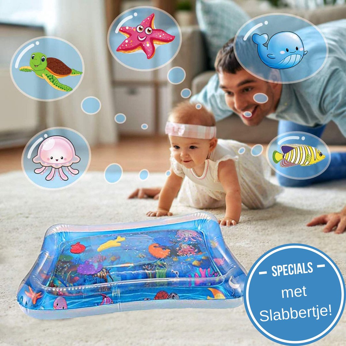 Baby Opblaasbare Waterspeelmat - Hoge Kwaliteit - Baby Trainer - Water Speelmat - Babyshower - Kraamcadeau - Water Speel Mat - Tummy Time - Speelkleed Aquamat - Watermat