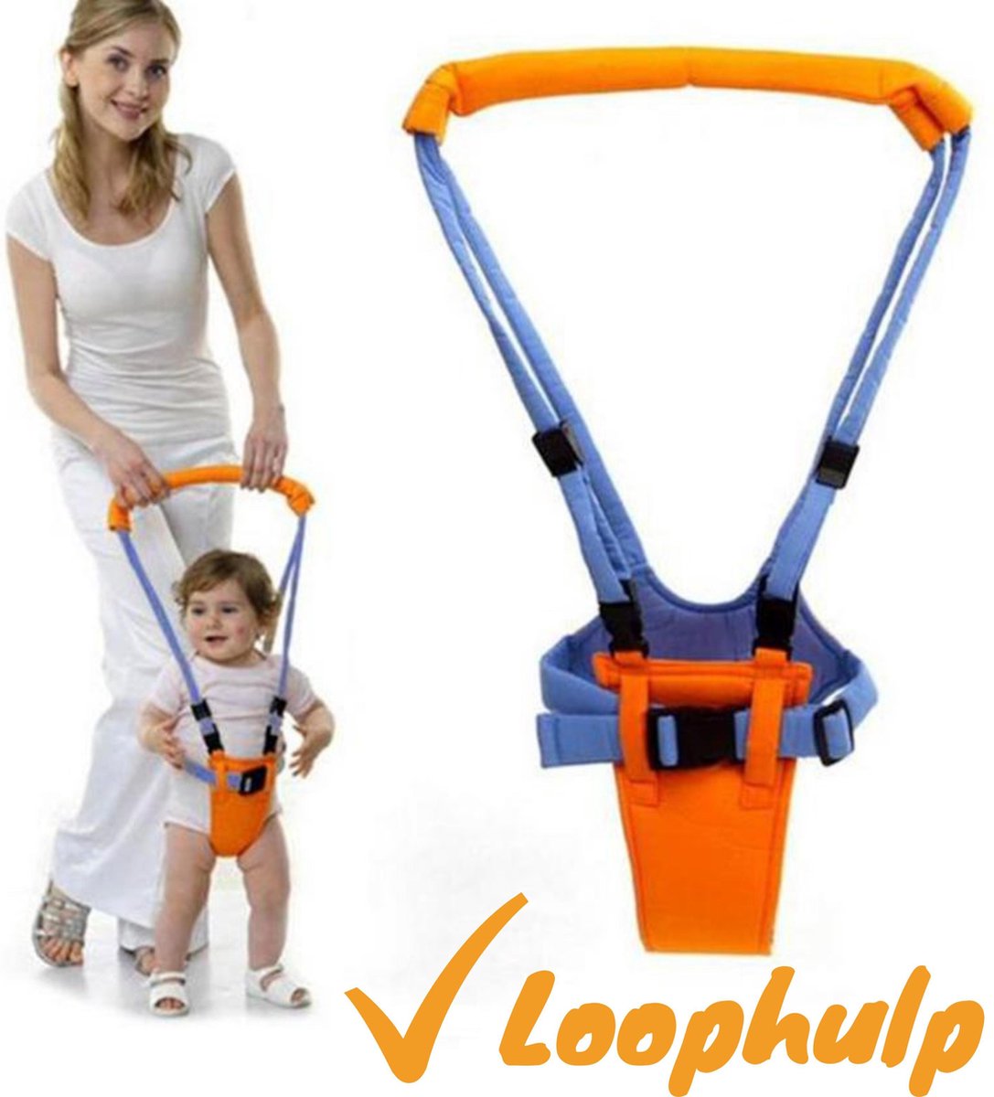 Steddy Baby Walker - Baby Harnas - Loophulp - Leren Lopen - Baby Assistent - Peuter Harnas - Oranje Blauw