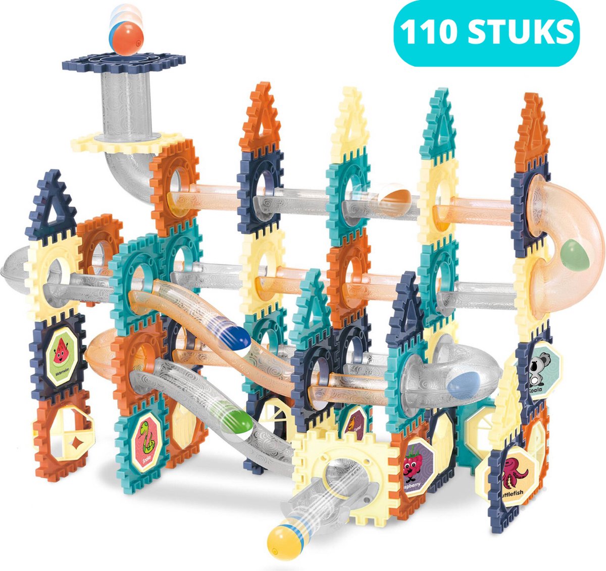 Knikkerbaan - Knikkerbaan Set - Speelgoed Knikkerbaan - Knikkerbaan Speelgoed - Cadeautip - Extra Groot Knikkerbaan Set - Knikkerbaan 110 Delig XL