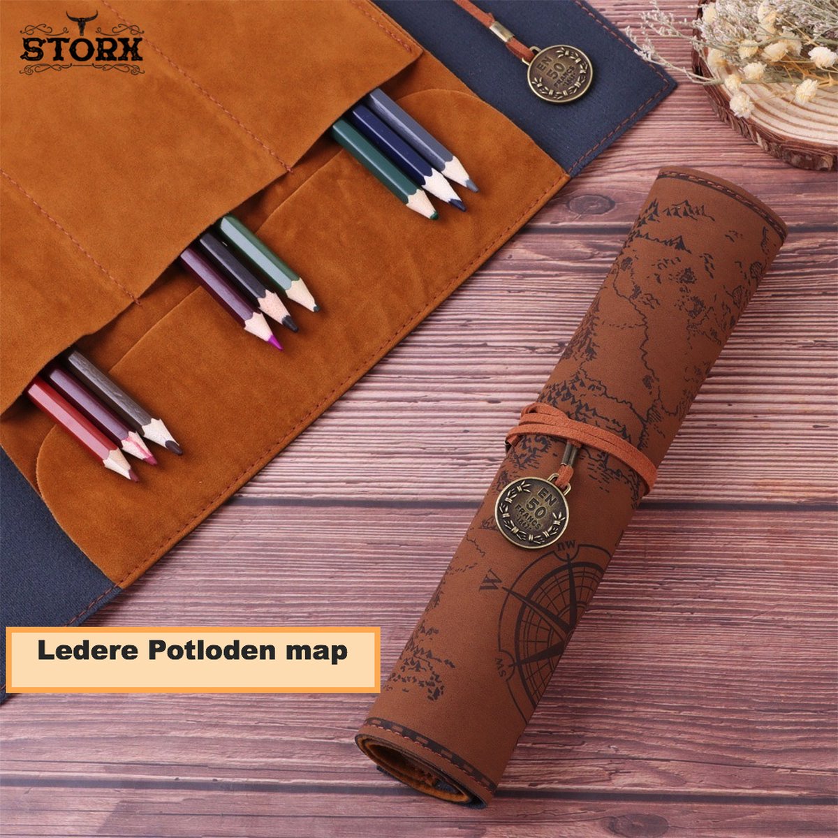 Potloden map - Leder - Kadotip - Tekenen - Unieke kado - Storx - Map - Lederenmap