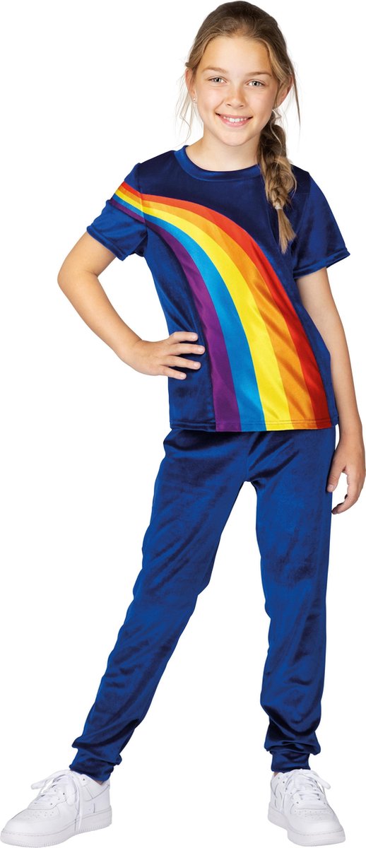 K3 -   - Verkleedpak - Regenboog - Blauw - 6-8 jaar - Maat 134