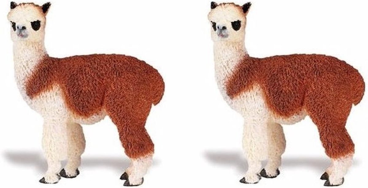 2x stuks plastic speelgoed dieren figuur alpaca 9 cm