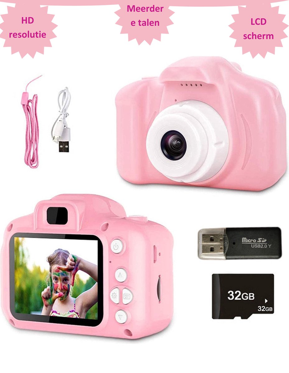 Digitale Kindercamera - Speelgoed Fototoestel Voor Kinderen - Digitaal - Usb Oplaadbaar - Vlog Camera - Roze En Blauw