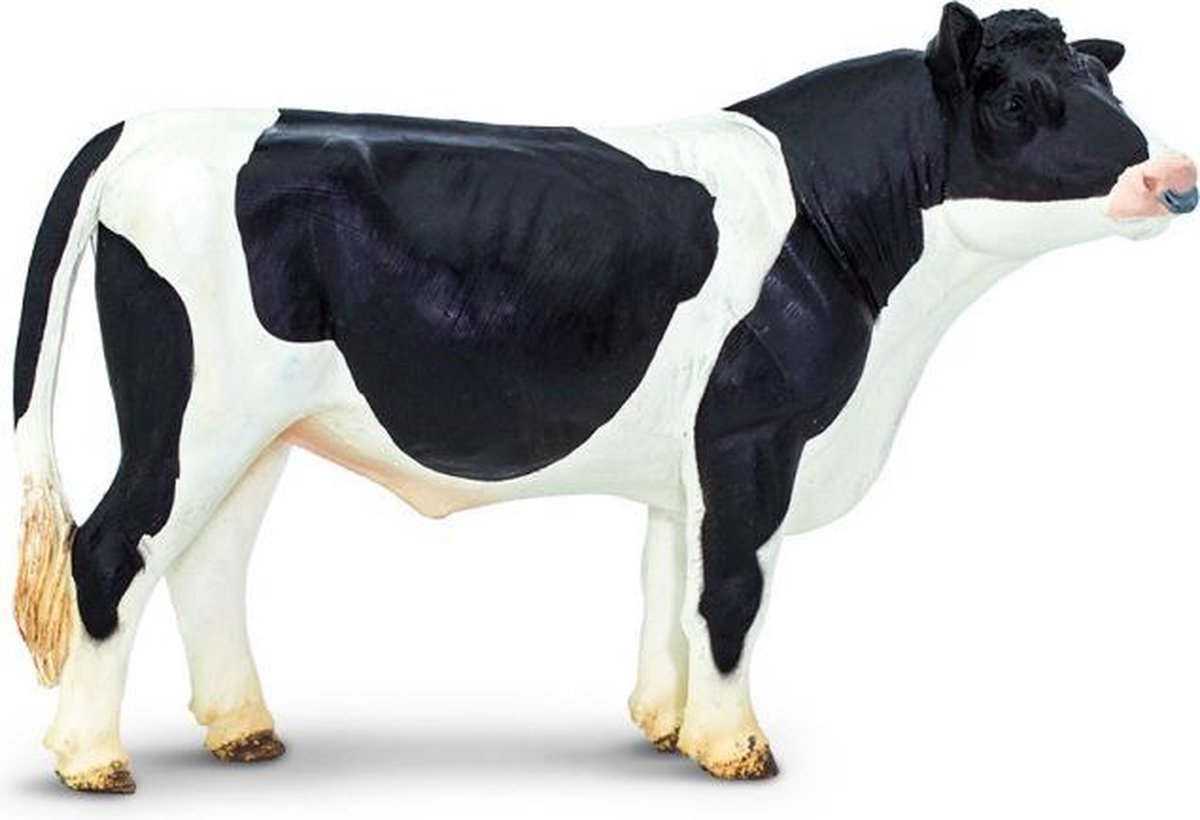 Holstein stier junior 13 cm rubber zwart/wit