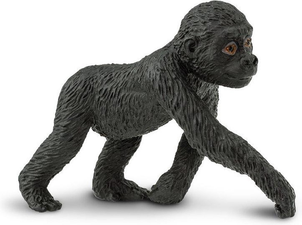 Safari Baby Laagland-gorilla Junior 10 Cm Rubber Zwart