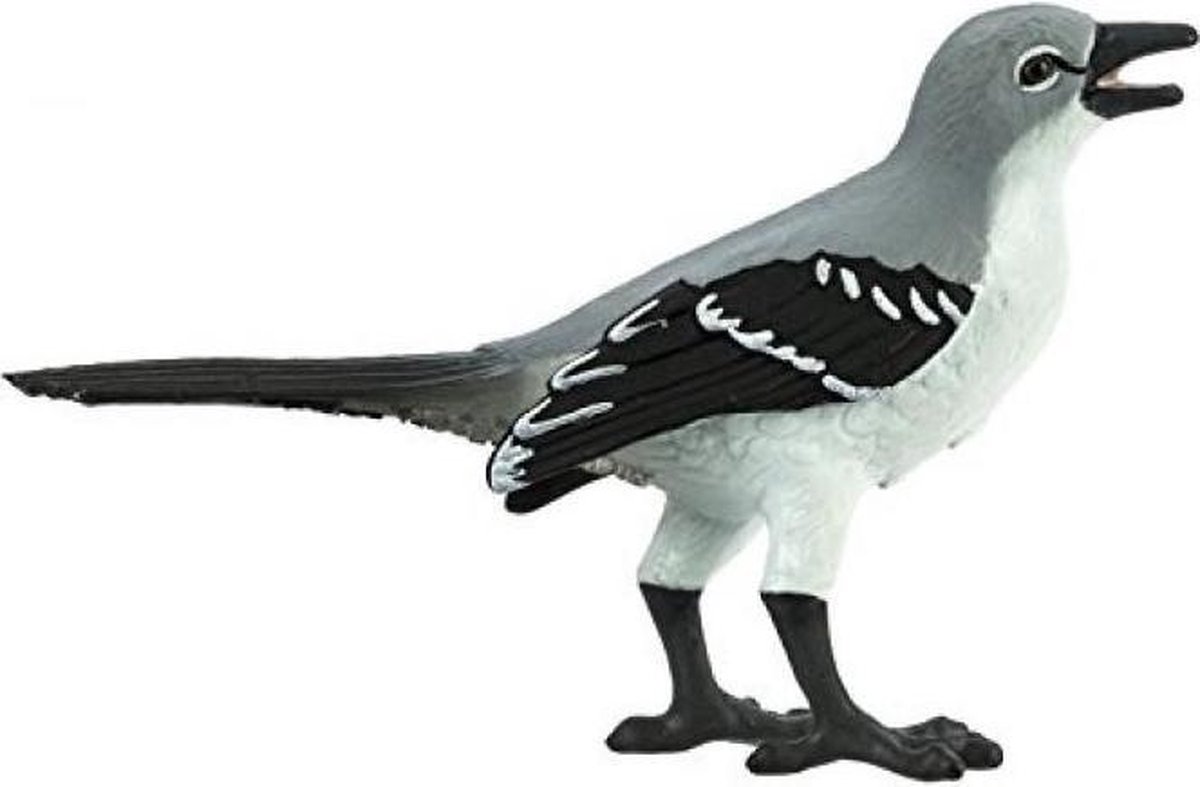 Safari Vogel Mockingbird Junior 7 Cm Zwart/grijs