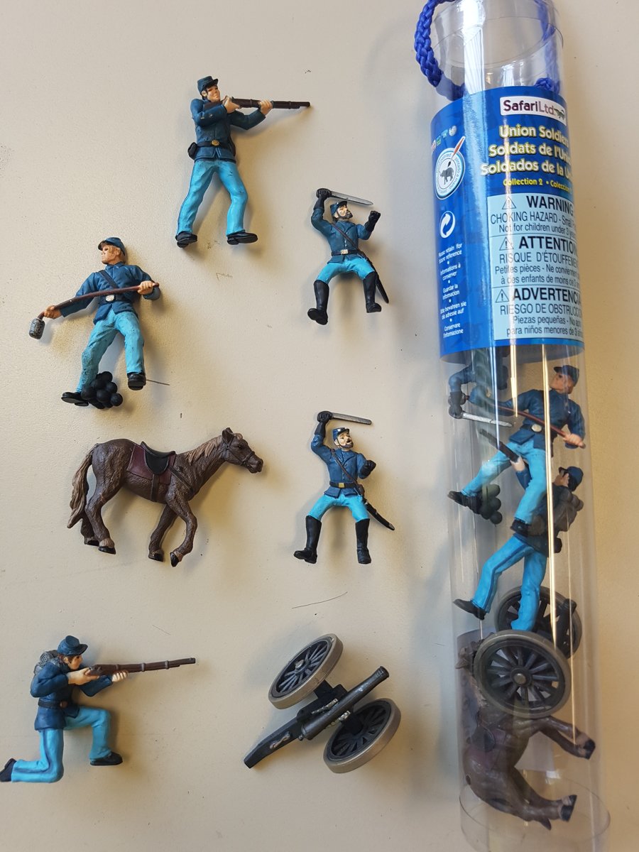 Tube met 6 mini figuren Amerikaanse Union soldaten