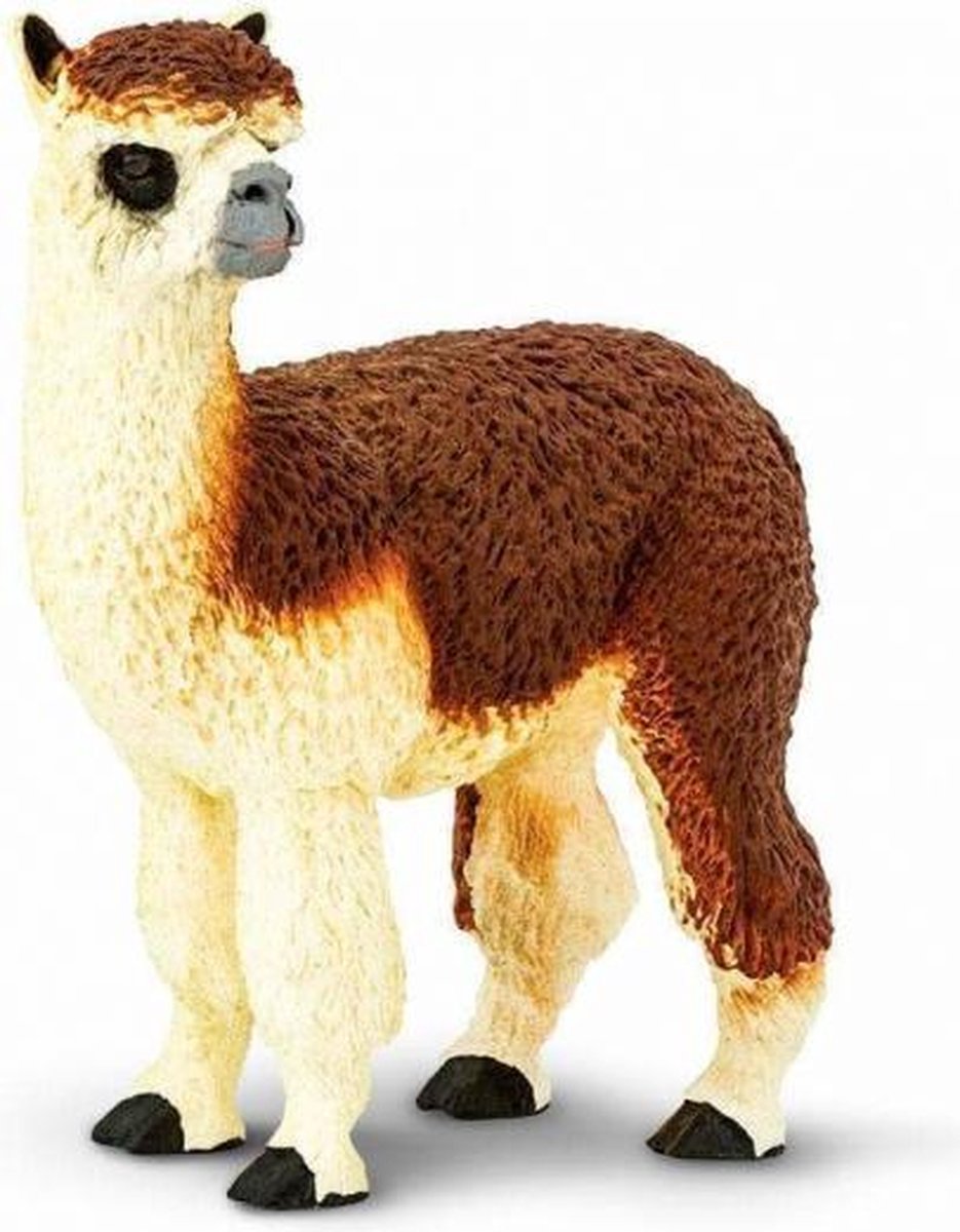 boerderijdier Alpaca junior 7,5 cm bruin/wit