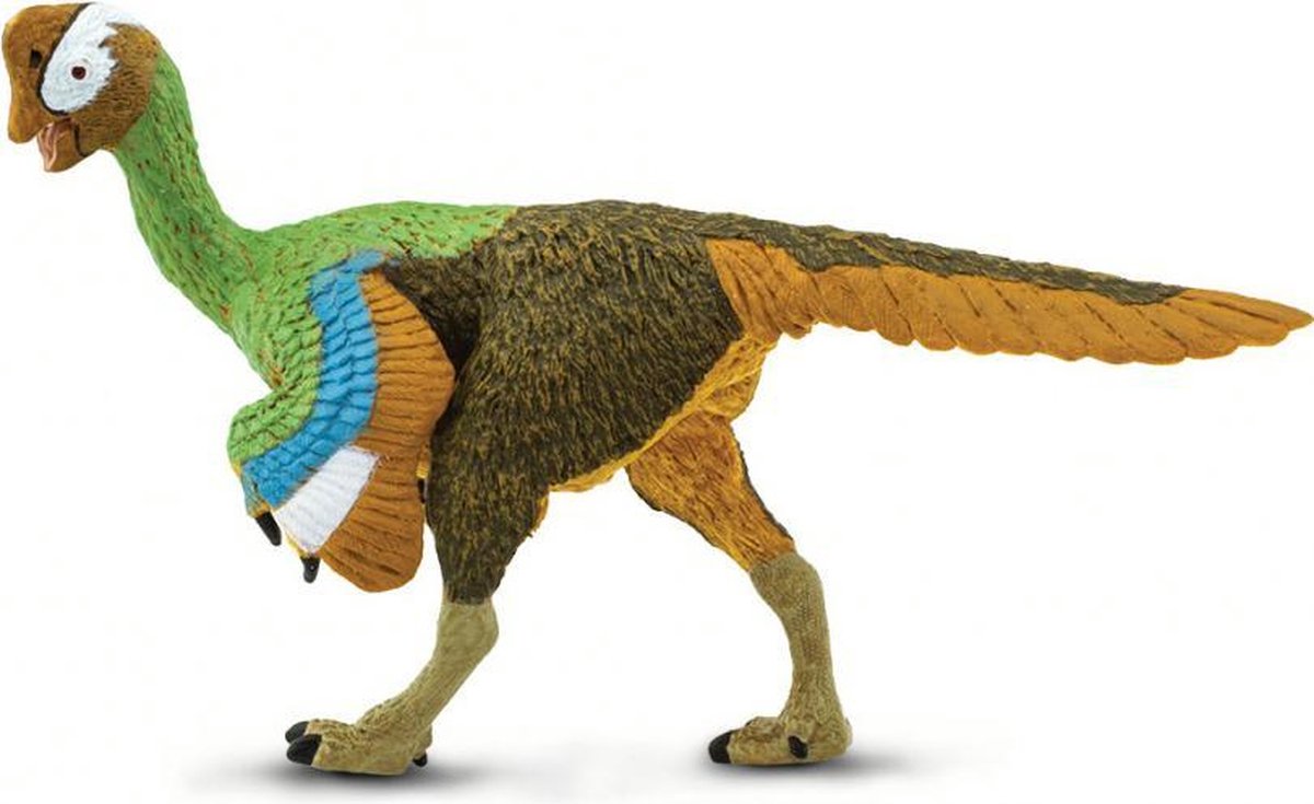 dinosaurus Citipati junior 17 cm rubber wit/bruin/groen/blauw