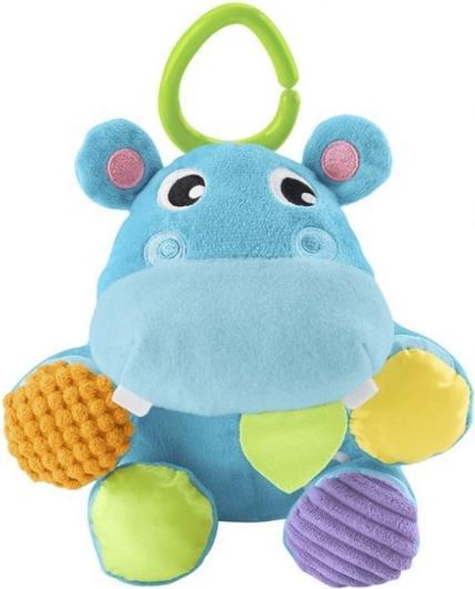 knuffelbal nijlpaard 2-in-1 19 cm blauw