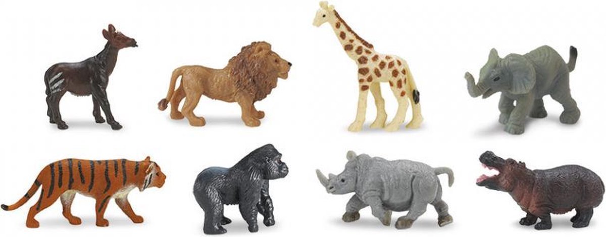 mini-figuren Good Luck wilde dieren 2 cm rubber 8 stuks