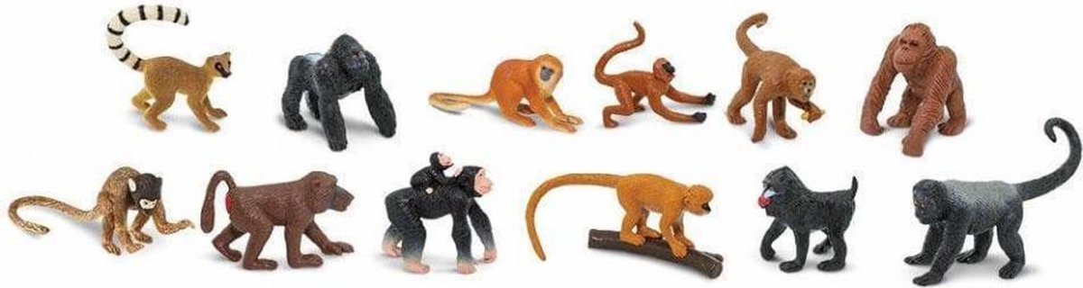 speelset Monkeys & apes Toob junior bruin/ zwart 12-delig