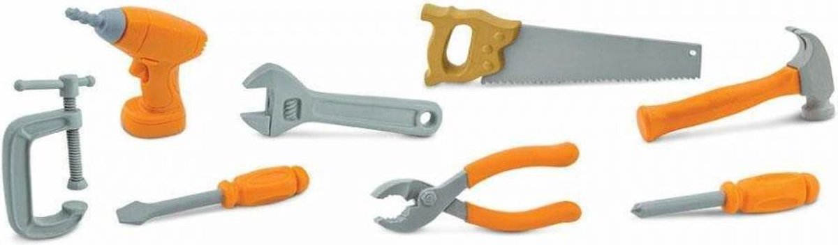 speelset Tools Toob junior grijs/oranje/bruin 8-delig