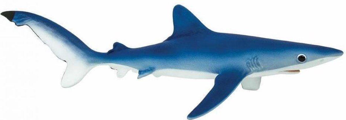 zeedieren Grote blauwe haai junior 17,5 cm blauw/wit