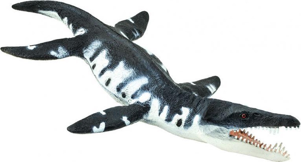 zeereptiel Liopleurodon junior 18 cm rubber zwart/wit