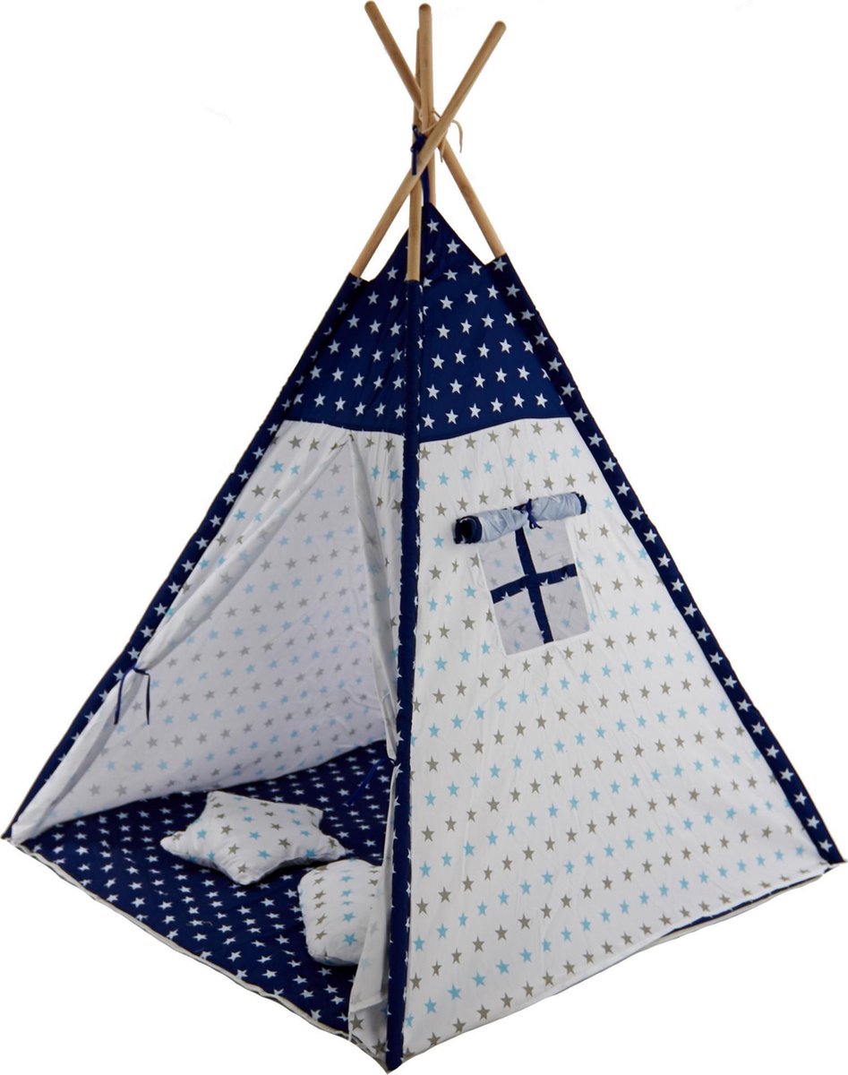    Tipi   - Met kussens - Blauw-Wit