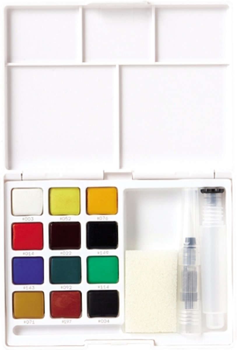 Koi Water Colors aquarel sketch pocketbox 12 kleuren met brush brushpen penseelpen penseelstift