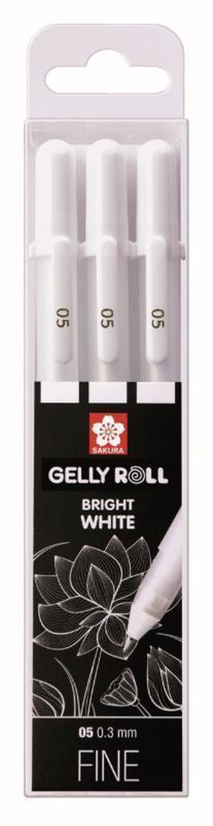   - Gelly Roll - gelpennen - fijn 0,3 mm - wit - per 3 verpakt