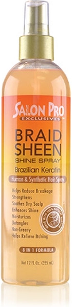 Salon Pro Braid Sheen Shine Spray Brazilian Keratin Oil 355 ml