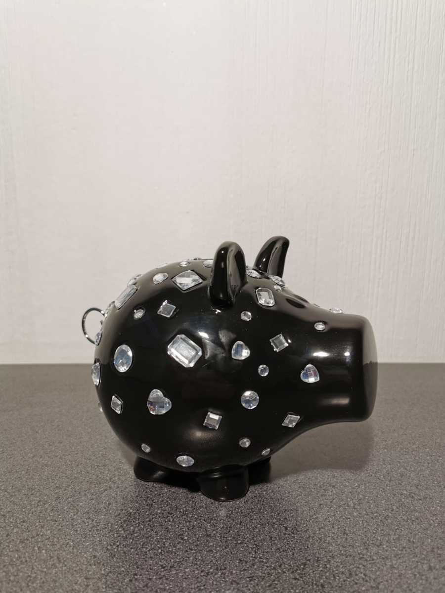 Salt&Pepper Oink spaarvarken - zwart diamant - black bling - spaarpot