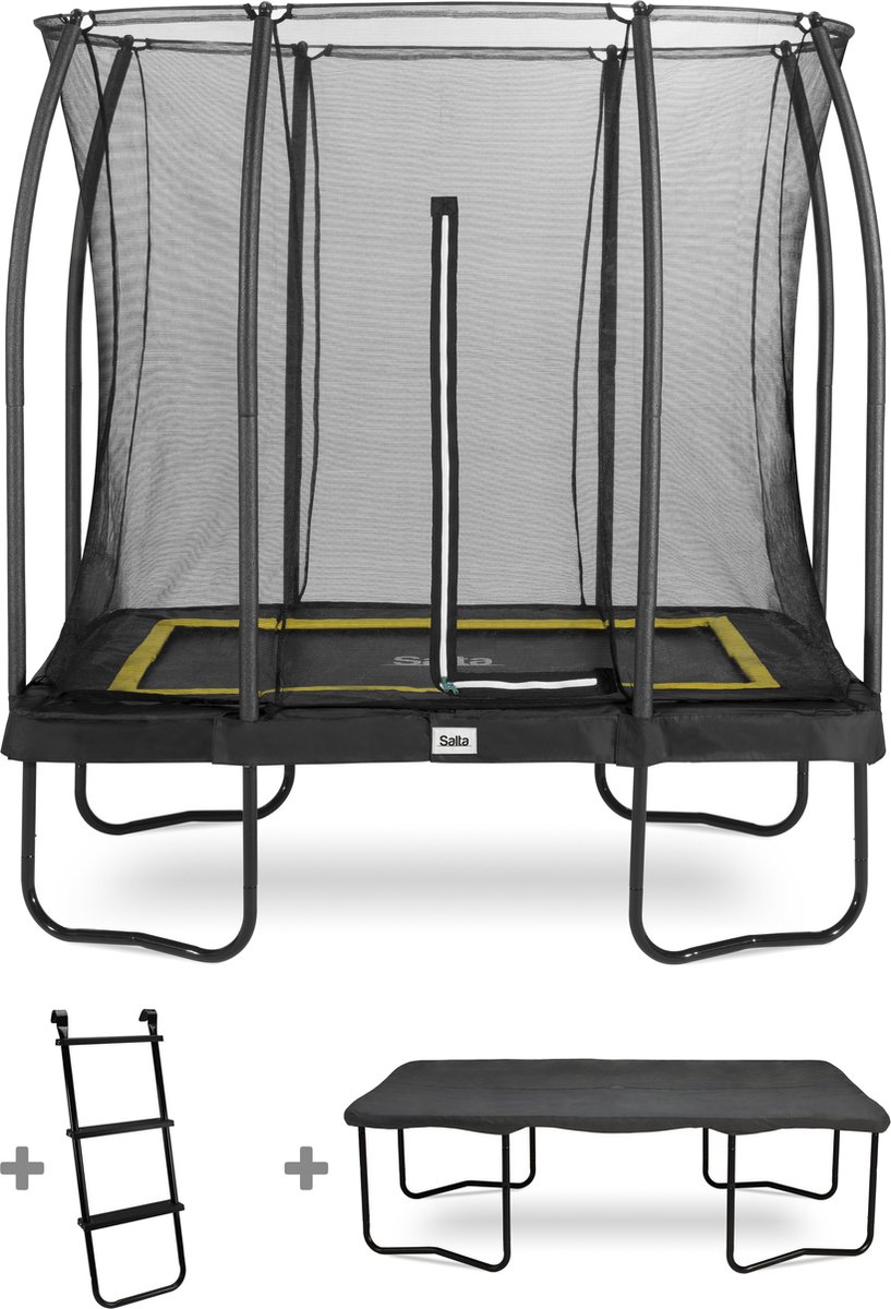   Comfort Edition - Trampoline - Inclusief ladder en afdekhoes - 214 x 153 cm - Zwart