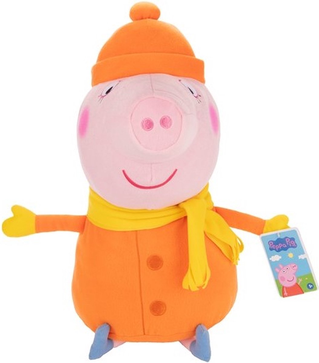 Peppa pig knuffel - Mama pig  pluche knuffel 50 cm - Winter editie