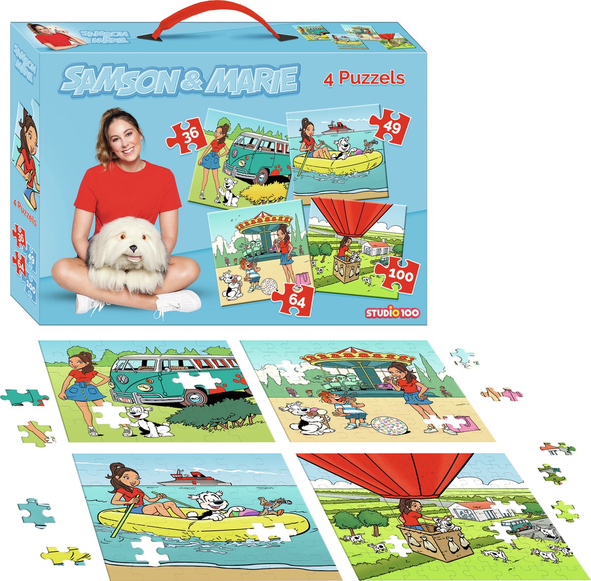 Samson & Marie puzzel - 4 in 1 puzzel - 36/49/64/100 stukjes