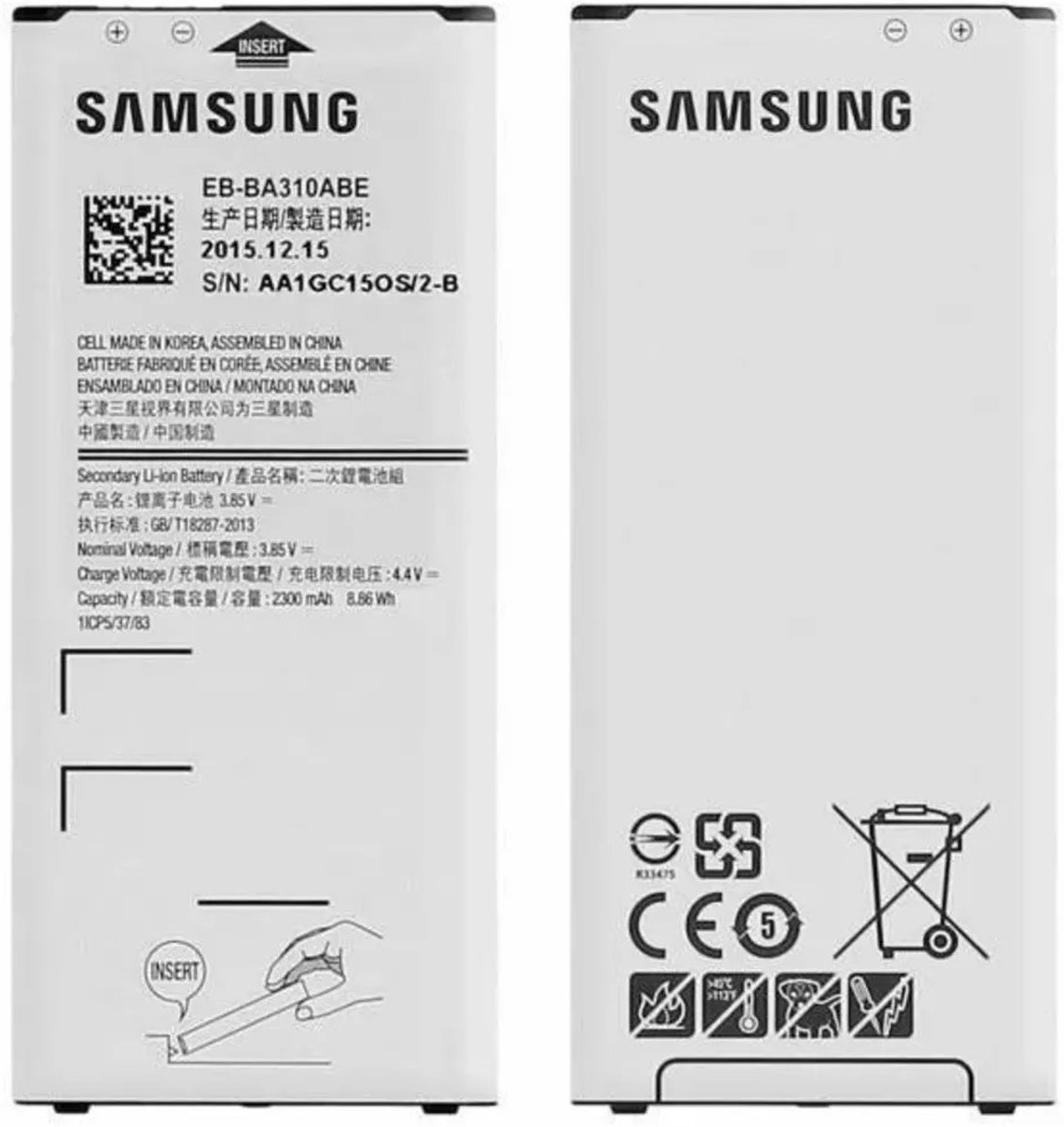 Samsung Accu Batterij Origineel EB-BA310ABE 2300mAh voor Samsung Galaxy A3 2016 (SM-A310F)