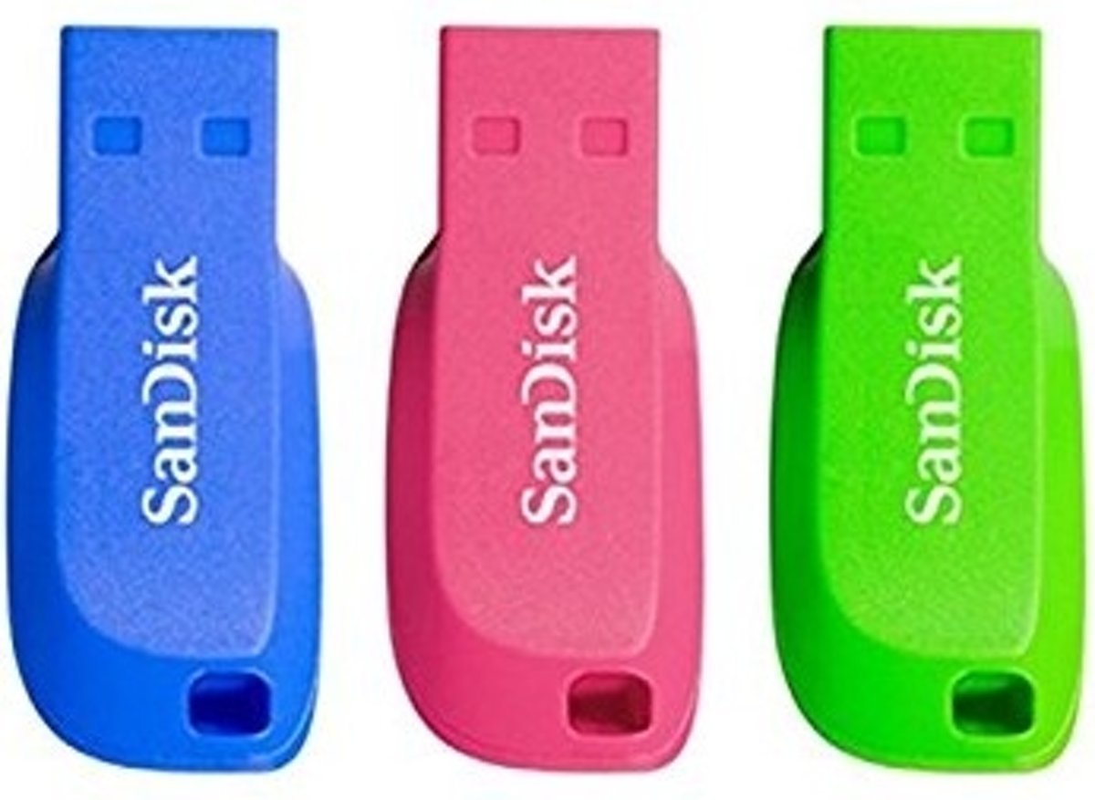 Sandisk Cruzer Blade 16GB USB flash drive USB Type-A 2.0 Blauw, Groen, Roze