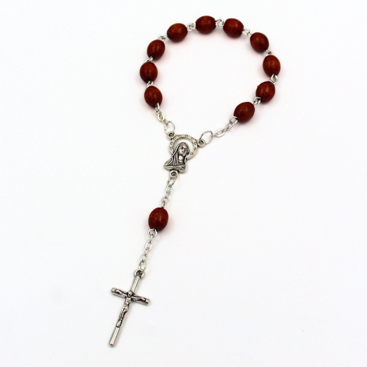 Rozenkrans met 10 kralen – Italiaans Katholiek Gebedsketting Armband – Tientjes ketting met metalen kruis – Handgemaakt in Italië