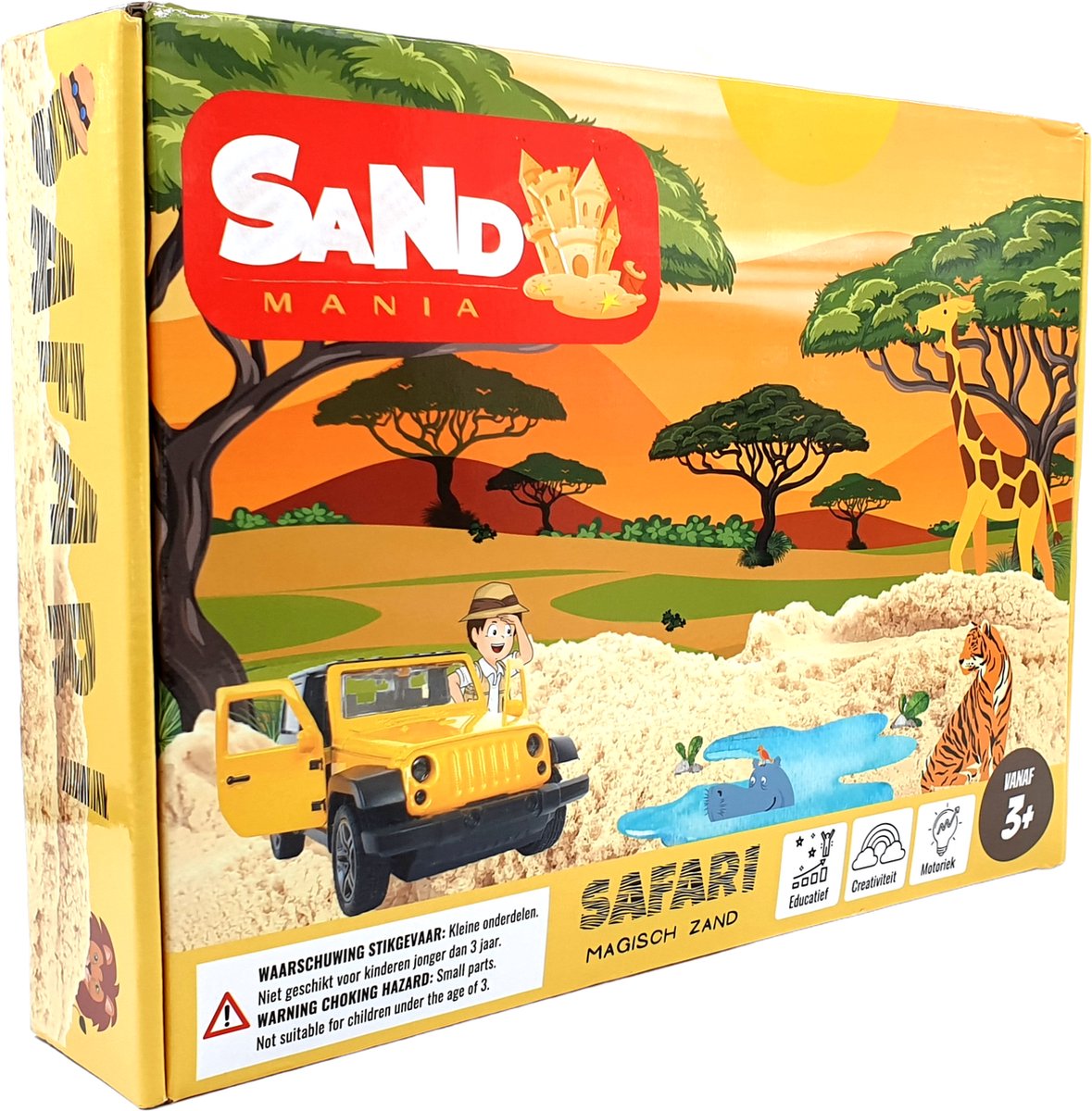 Sand Mania - Kinetisch zand - Complete safari speelset - 1,5 kg magisch zand - Kinetic sand - Magic sand - Sensorisch speelgoed