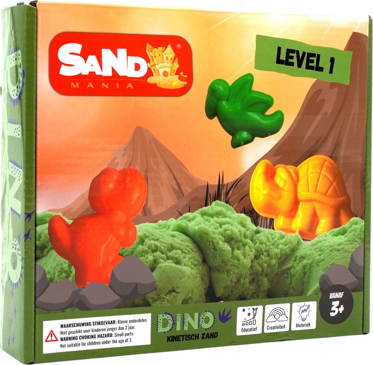  ® - Kinetisch zand - Dino level 1 box - 1 kg groen magisch zand - Speelzand - Magic sand - Montessori speelgoed