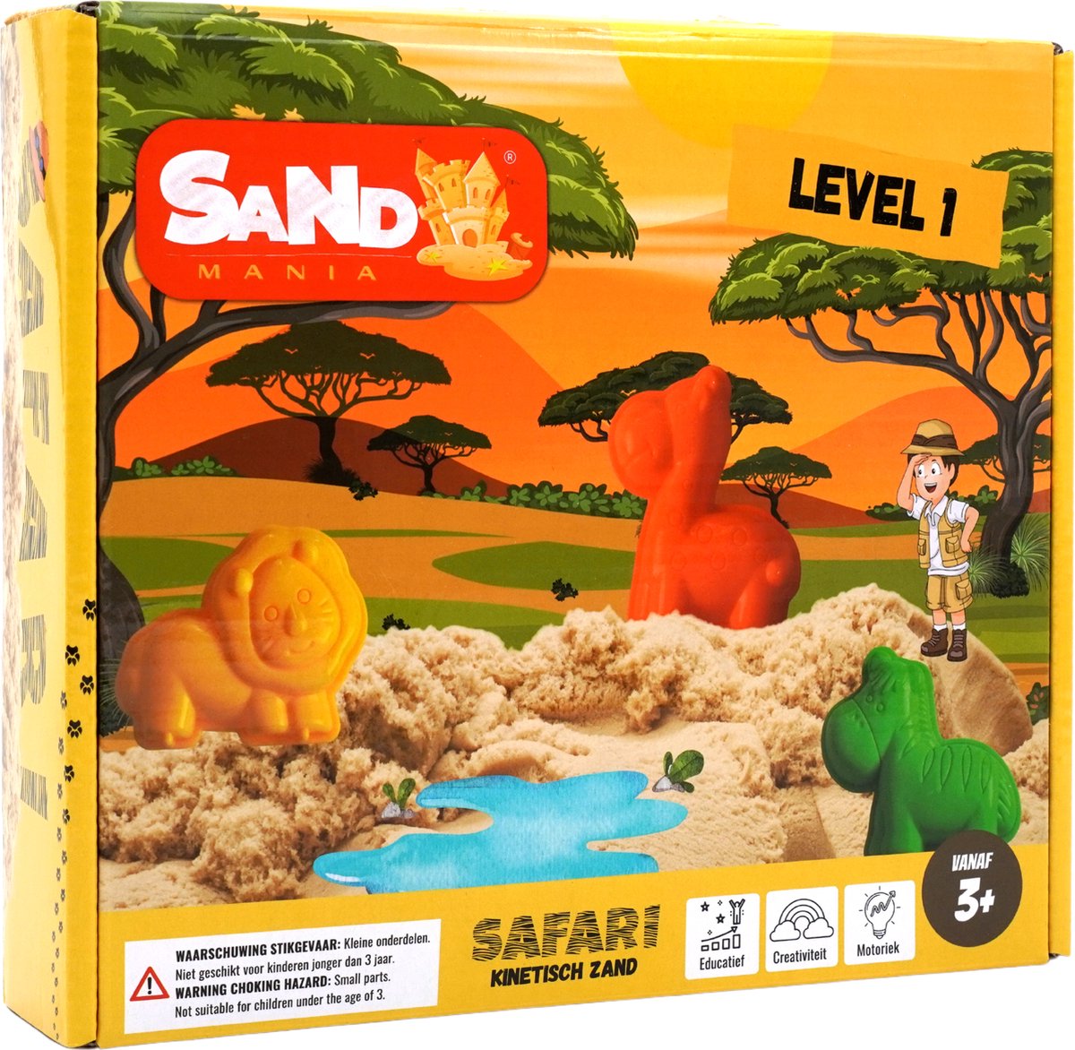  ® - Kinetisch zand - Safari level 1 box - 1 kg bruin magisch zand - Speelzand - Magic sand - Montessori speelgoed