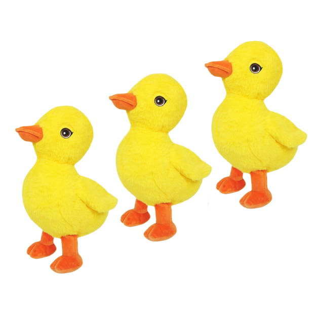 Knuffeldier Eenden kuiken - 3x - zachte pluche stof - dieren knuffels - geel - 24 cm - Vogel knuffels