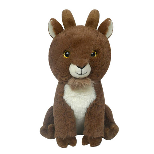 Knuffeldier Geit Gerrit - zachte pluche stof - dieren knuffels - bruin - 23 cm - Knuffel boederijdieren