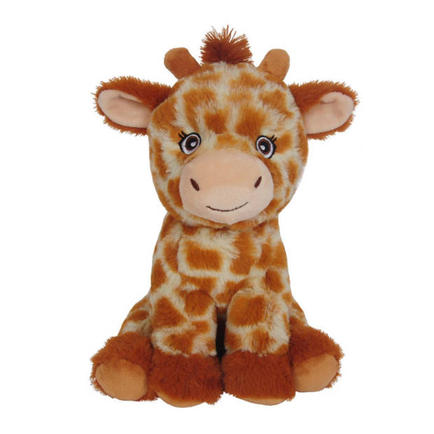 Knuffeldier Giraffe Elvira - zachte pluche stof - dieren knuffels - bruin - 24 cm - Knuffeldier