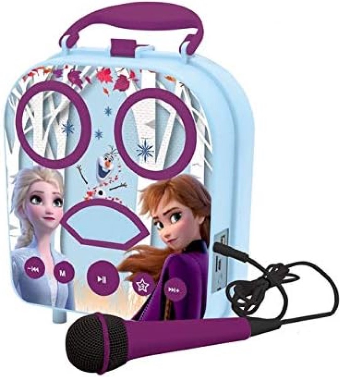 Frozen 2, Anna & Elsa, Mijn geheime draagbare luidspreke met microfoon, karaokefunctie, TF kaartsleuf, Aux-ingang, blauw, BTC050FZ