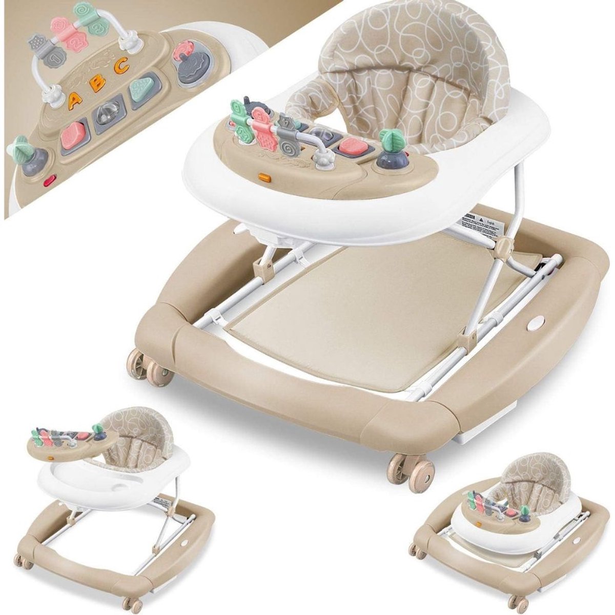 Loopstoeltje baby - looprek baby - Loopstoel - Babywalker - Loopstoeltje - Loopstoel baby - Loopstoel met schommelfunctie - Kaki