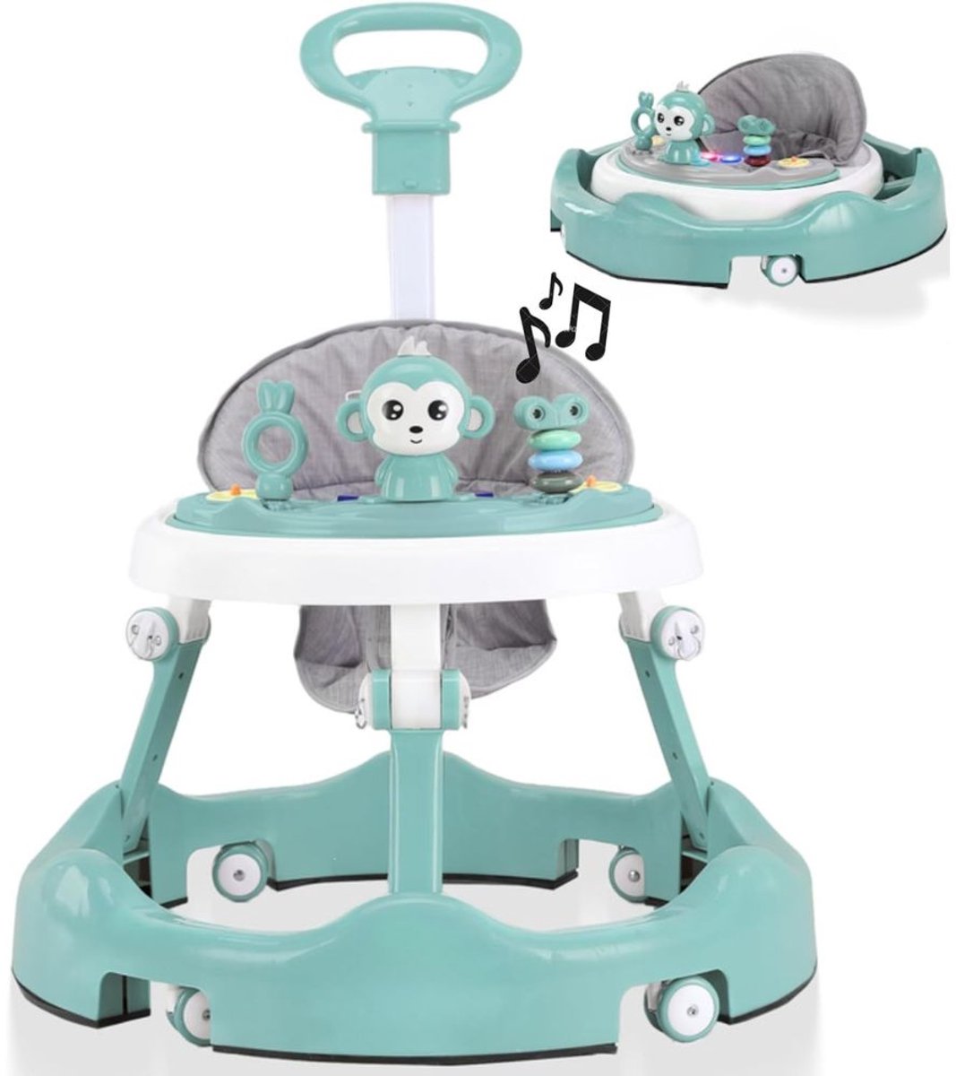 Loopstoeltje baby - looprek baby - Loopstoel - Babywalker - Loopstoeltje - Loopstoel baby - Loopstoel met schommelfunctie - Mintgroen