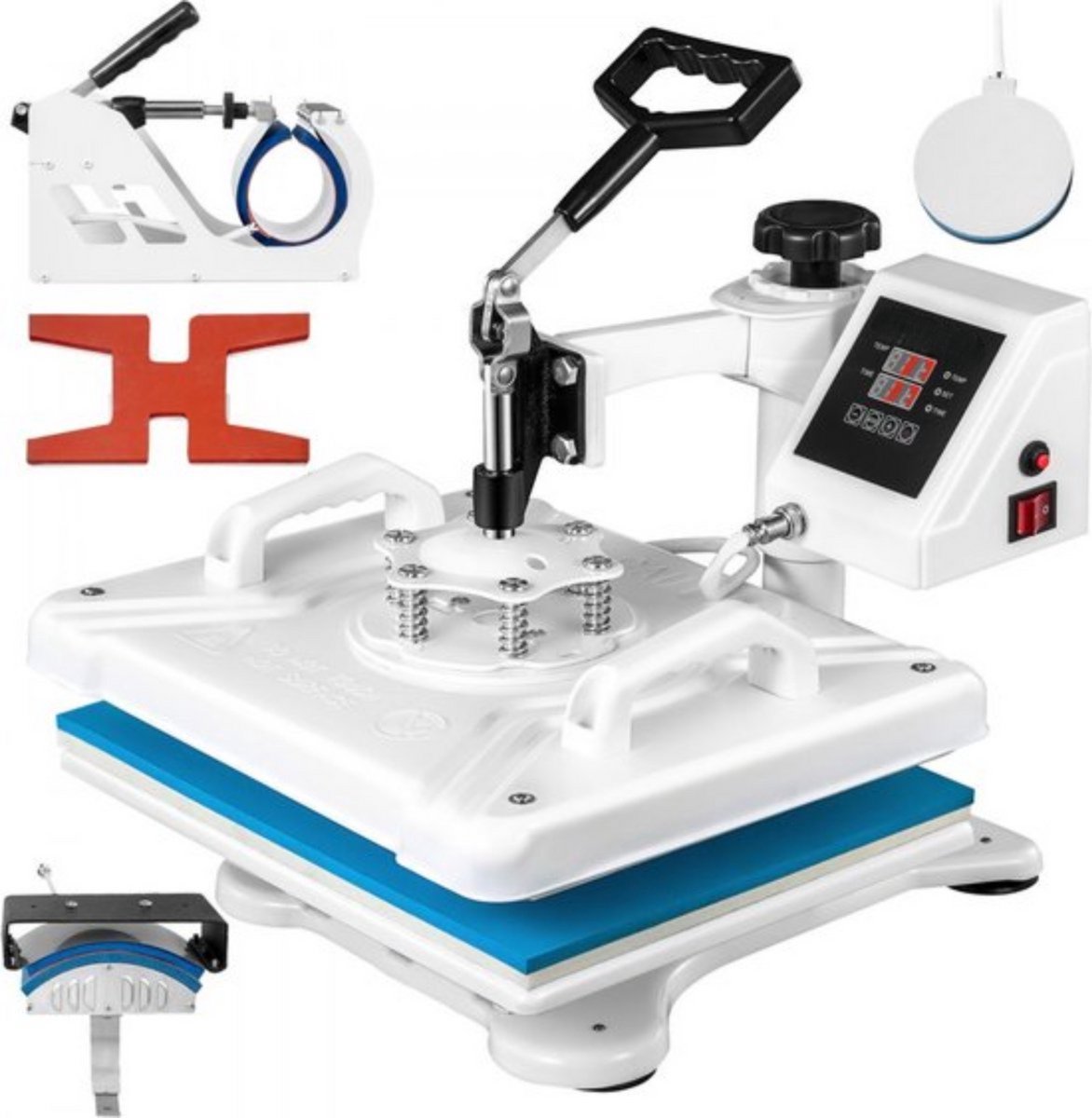 Warmte persmachine - 5 in1 - Heat press - 30x38cm - Hittepers - T-shirt - Heat press - Transferpers voor Bedrukking - Ook voor petten - Stalen frame