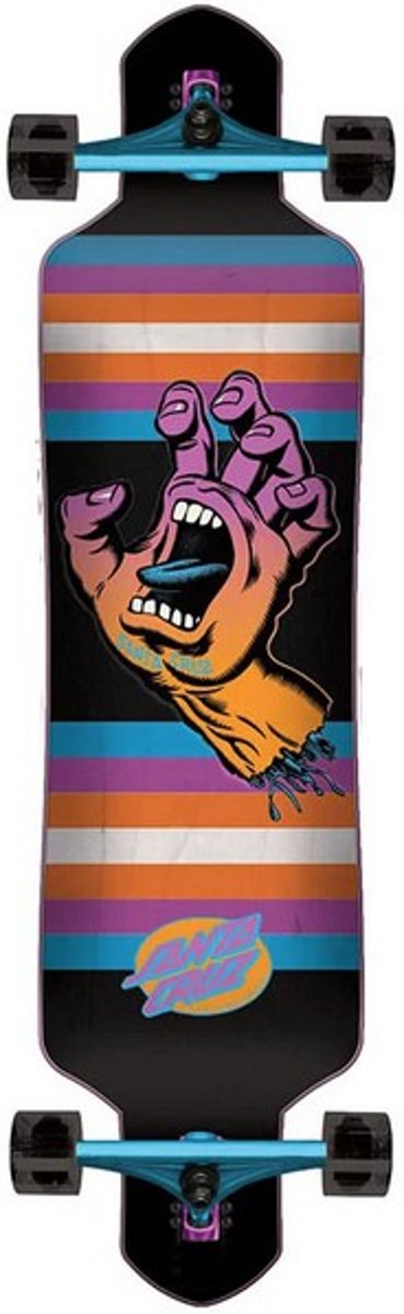 Santa Cruz Dropthrough Longboard Screaming Hand Neon 41