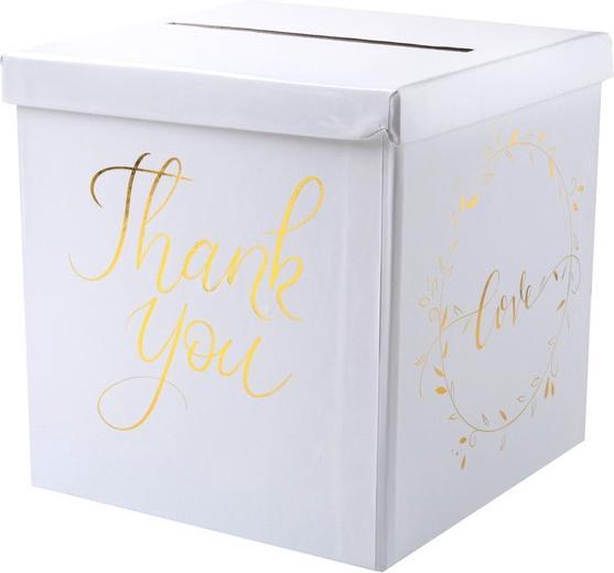 Enveloppendoos/moneybox Just Married wit met goud - moneybox - cardbox - trouwen - bruiloft - huwelijk